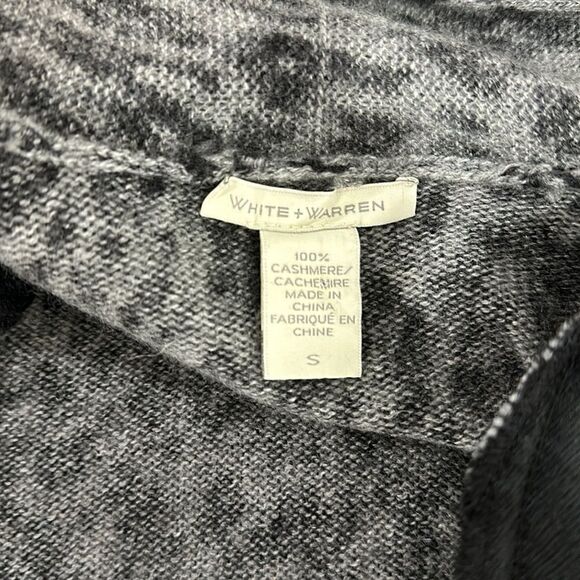 White + Warren Leopard Print Cashmere Open Front Cardigan Sweater Size S - Picture 6 of 10